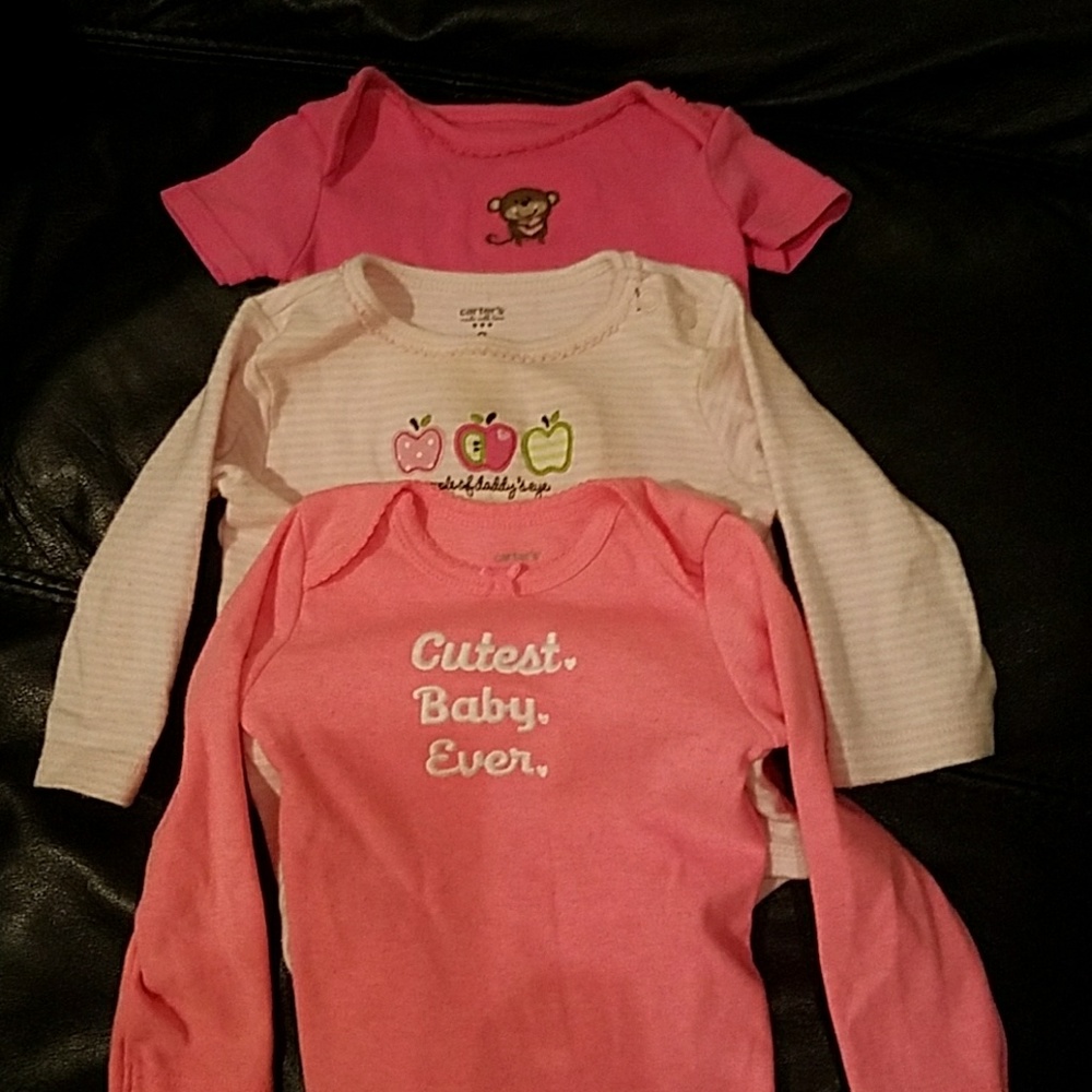 3 9-month onesies, 2 long sleeve, 1 short